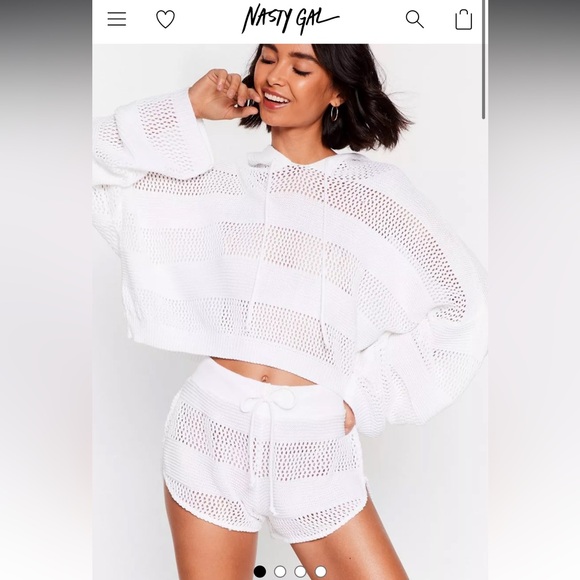 Nasty Gal Other - NWOT Nasty Gal Crochet Hoodie And Shorts Loungewear Set size small
